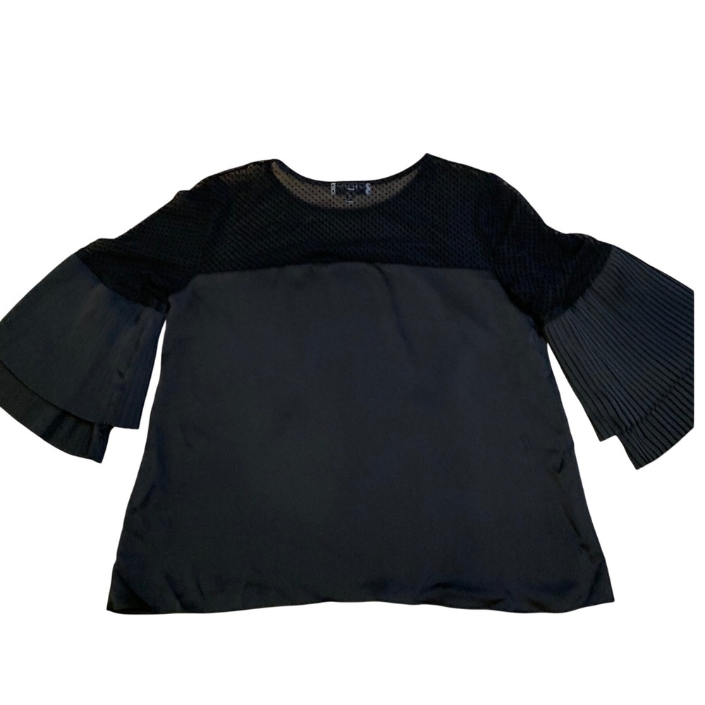 Modern Noir textured elevated Black Blouse S Pleated Maximalism dark fairy